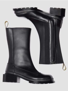 RARE Dr. Martens (Doc Martens) ‘Maybole HI’ Black Mid-Calf Zip Combat Boots